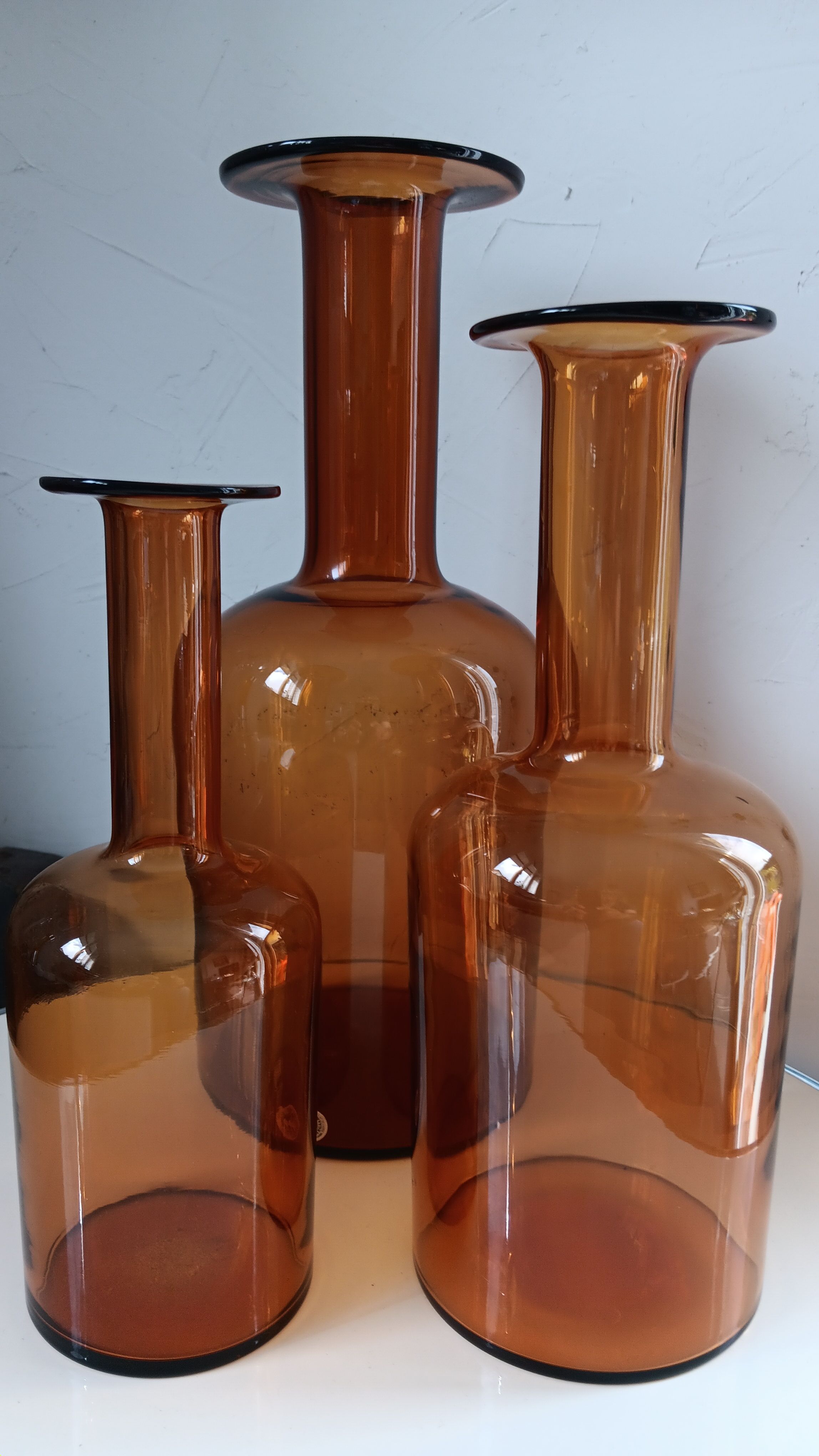 3 GULVASE  de Otto Brauer pour Holmegaard  1962