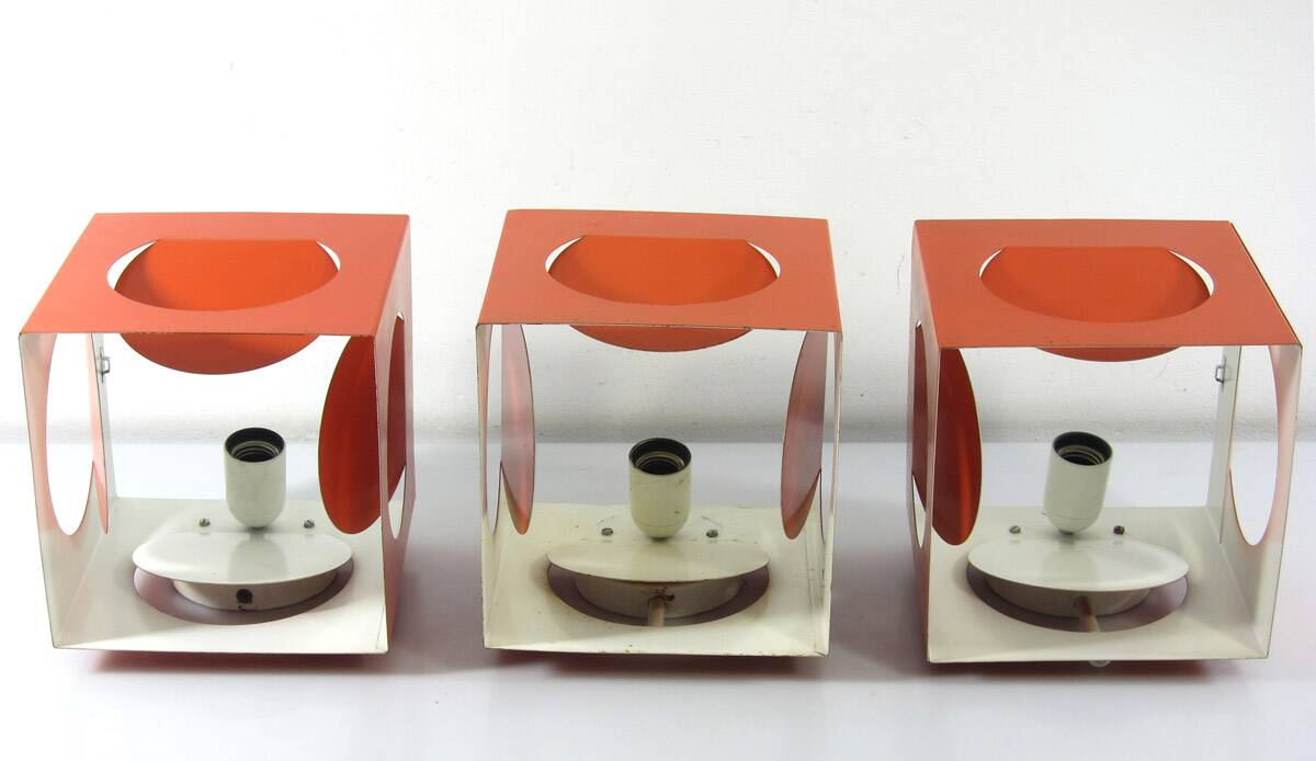 3 Stockmann Orno orange vintage Shogo Suzuki lamps