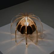 Beautiful Murano glass and brass table lamp, Italy 1950s