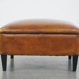 Large square sheepskin leather ottoman