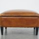 Large square sheepskin leather ottoman