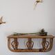 Shelf coat rack hooks vintage rattan