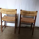 Pair of "Dordogne" chairs by Charlotte Perriand from the 1950s.