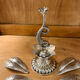 Silver metal caviar or ashtray service, Fleuron, Christofle, 60s