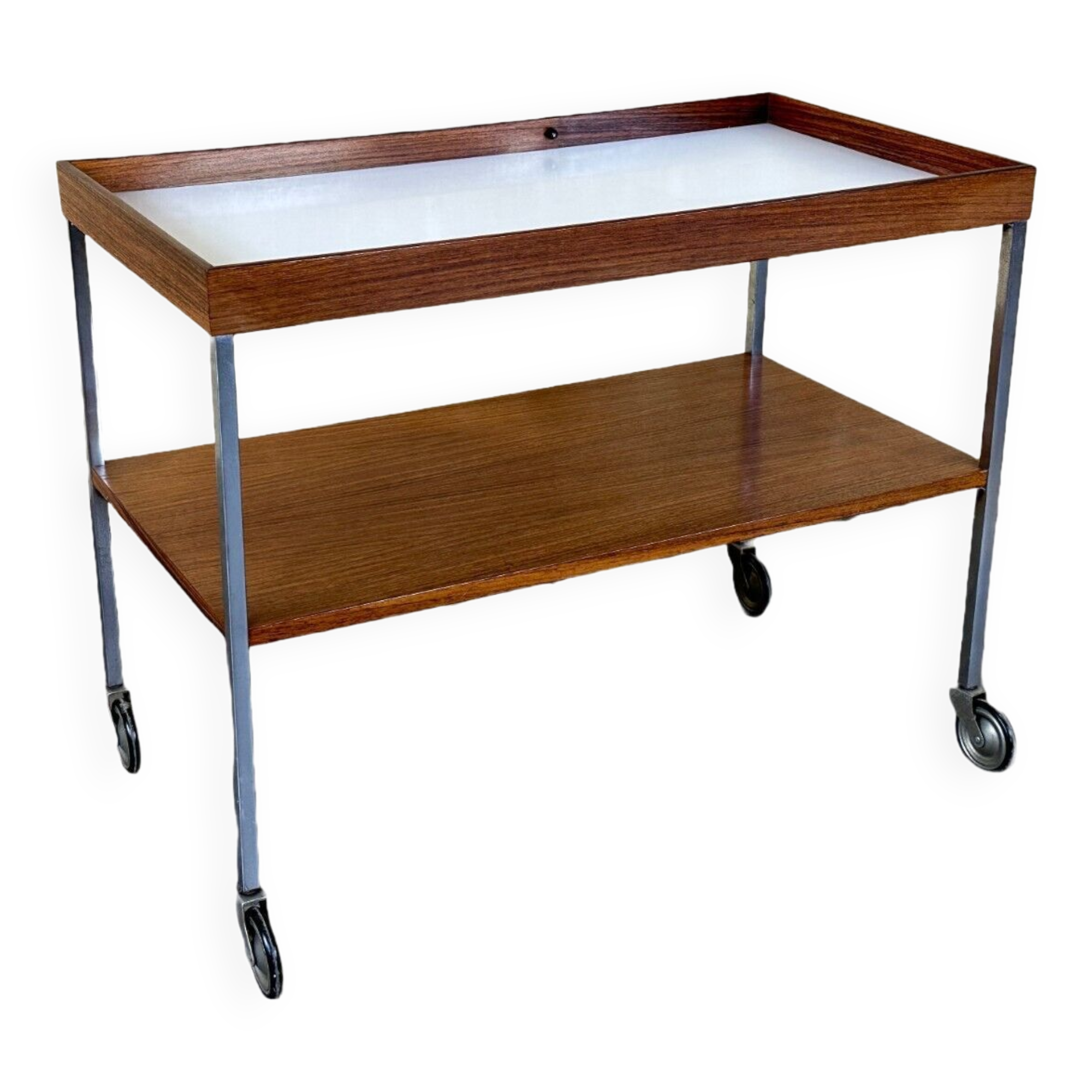 1960s 1970s serving trolley walnut teak Walter Wirz for Wilhelm Renz Design