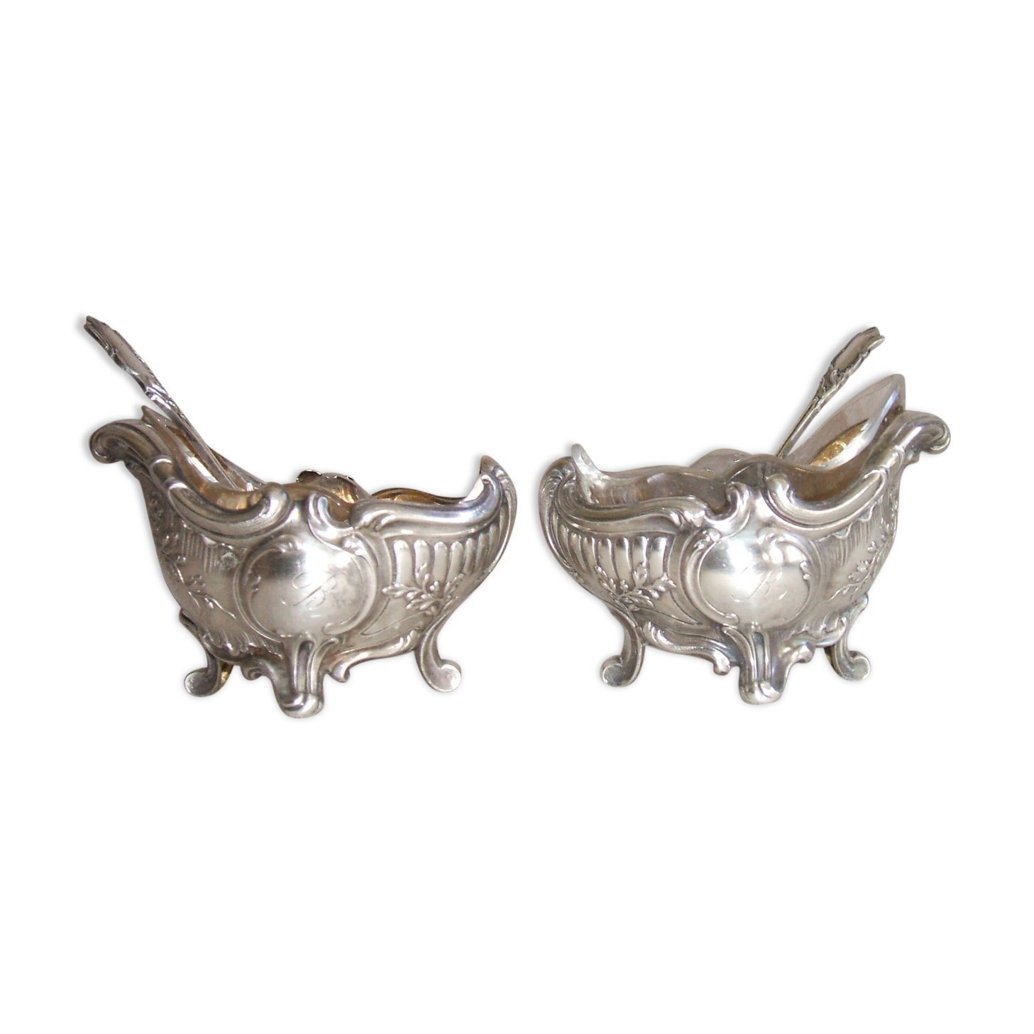 Pair of solid silver salerons