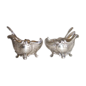 Pair of solid silver salerons