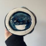 Vintage Vallauris pitcher vase in deep blue glazed ceramic, art piece