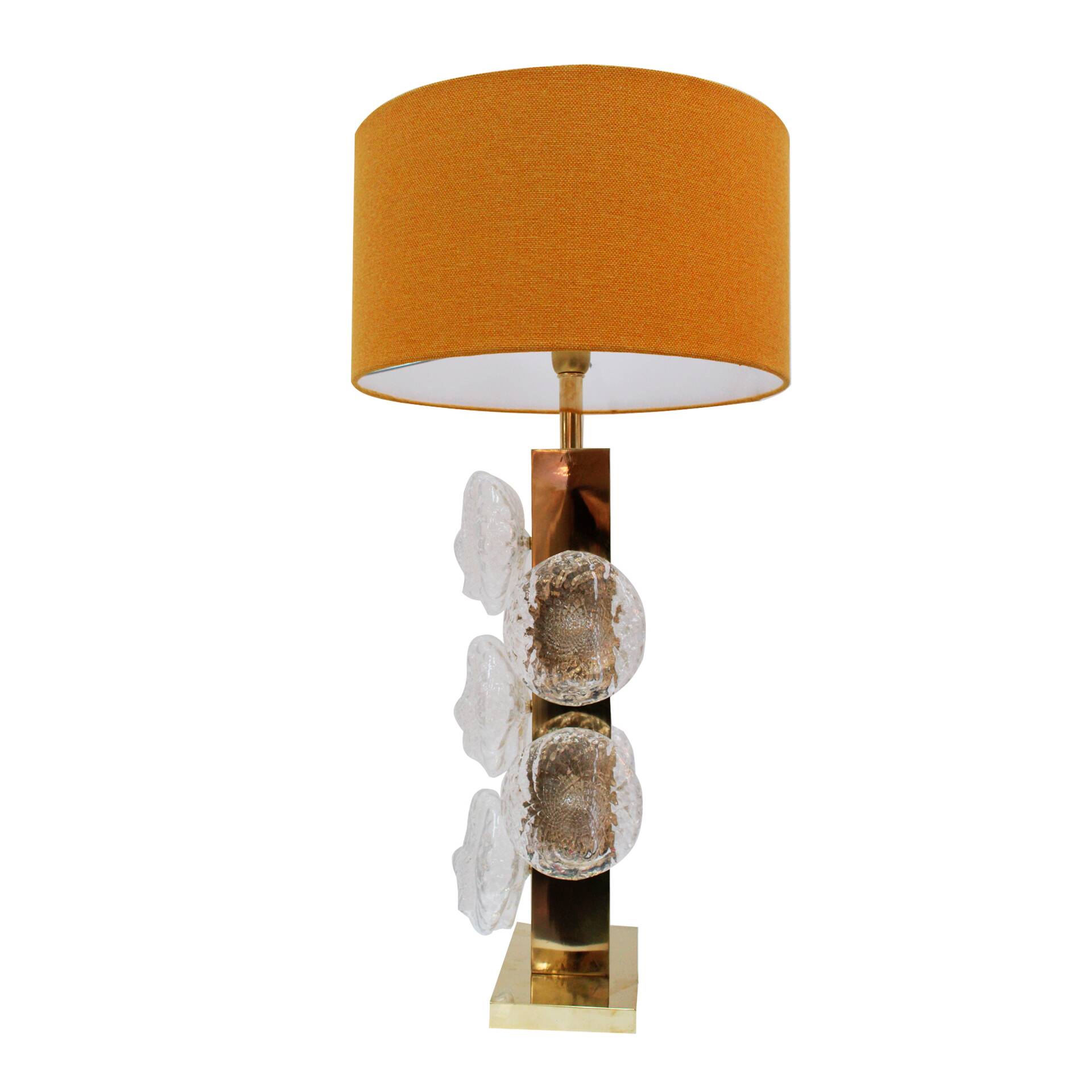 Pair of Murano glass and brass table lamps, Italy