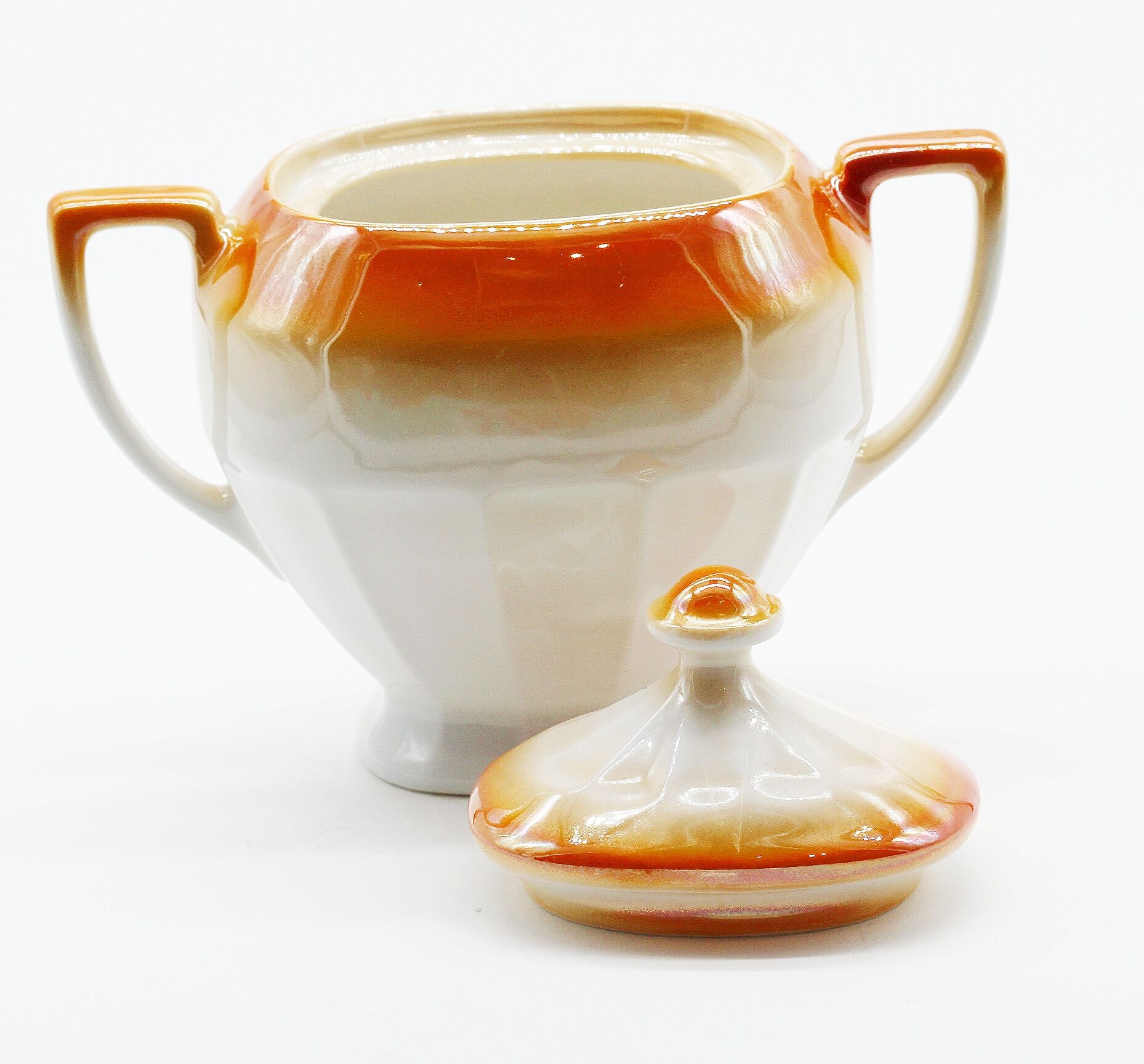 Vintage orange ceramic sugar