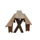 Table XL vintage en bois / Table de jardin avec bancs intégrés