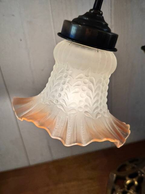 Art deco lamp brass and opaline