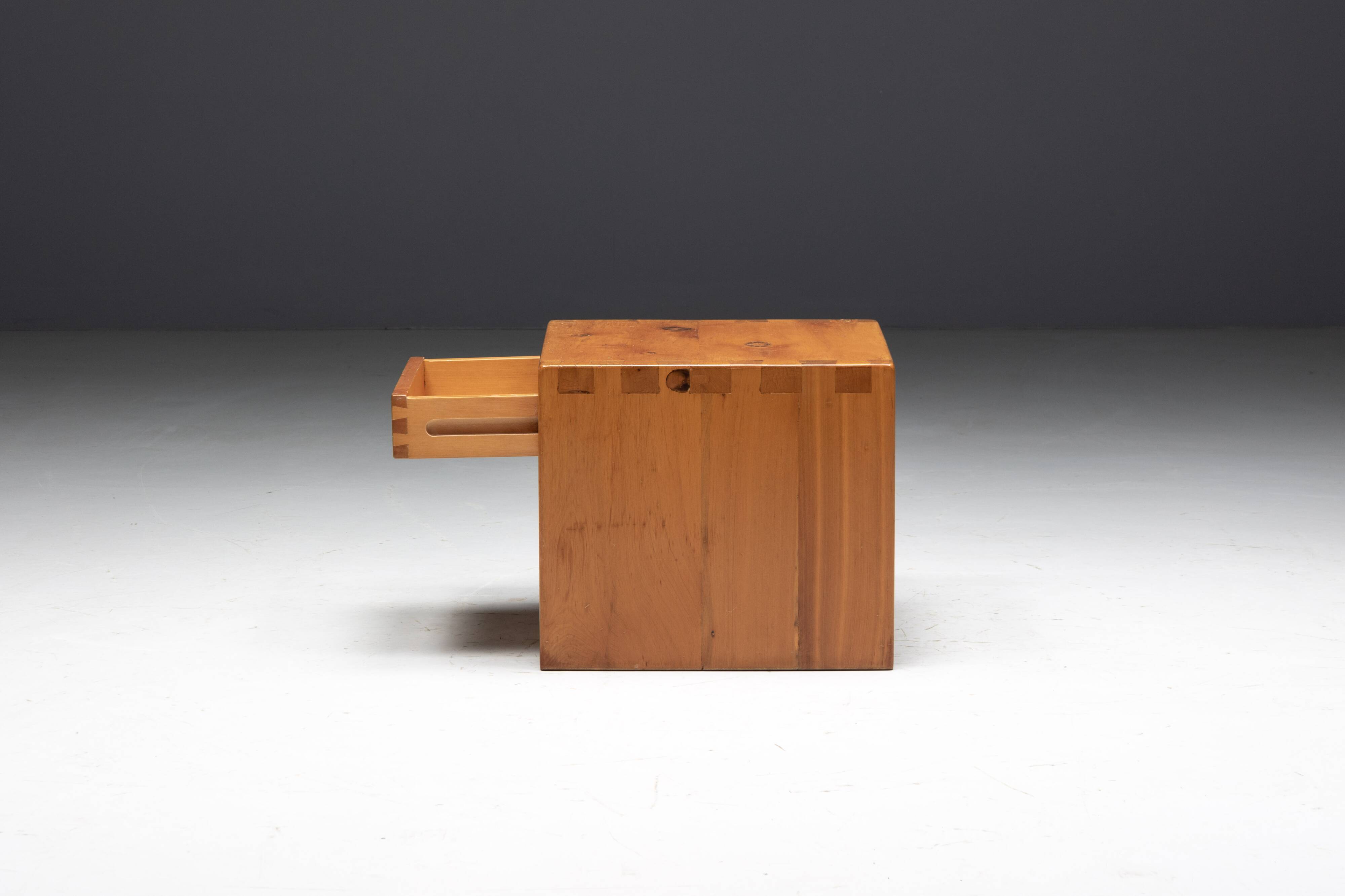 Pine Bedside Table, France, 1960s