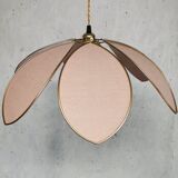 Suspension flower lamp 6 petals linen nude