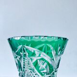 Vase Art Déco en cristal taillé vert