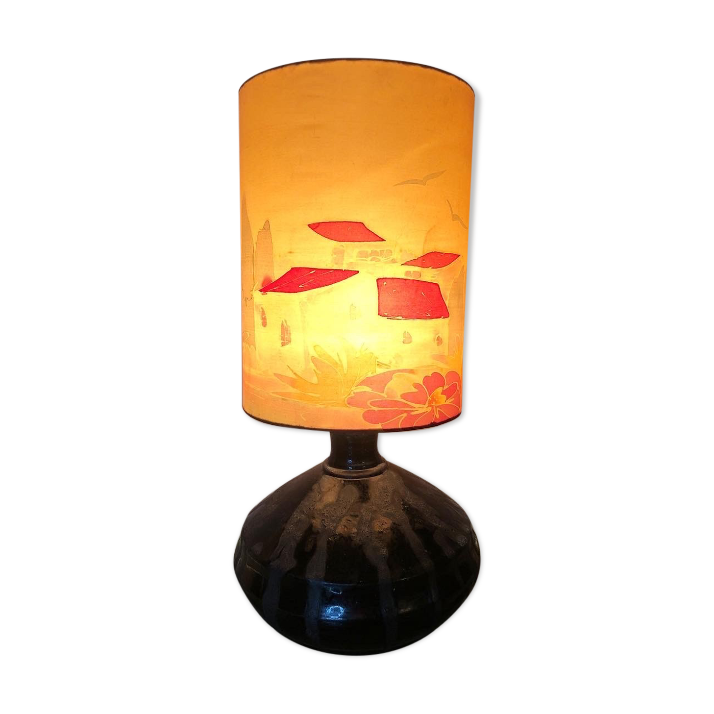 Vintage black ceramic lamp