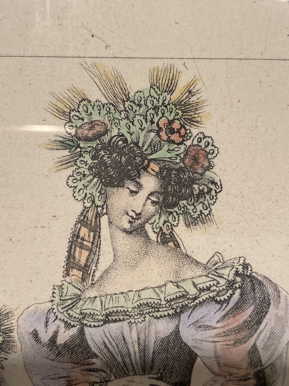 Gravure de mode, les Parisiennes , datée 1828