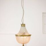 French Empire Crystal and Brass Chandelier, 1940s