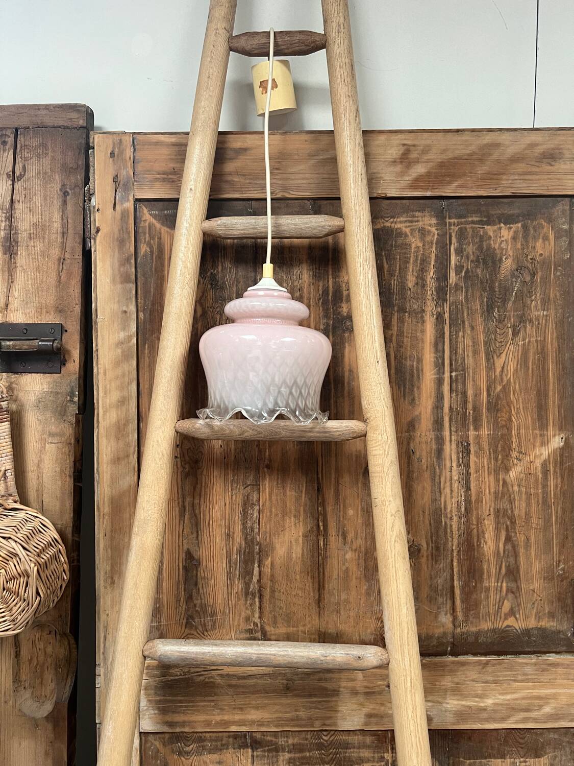 Vintage pink opaline pendant light