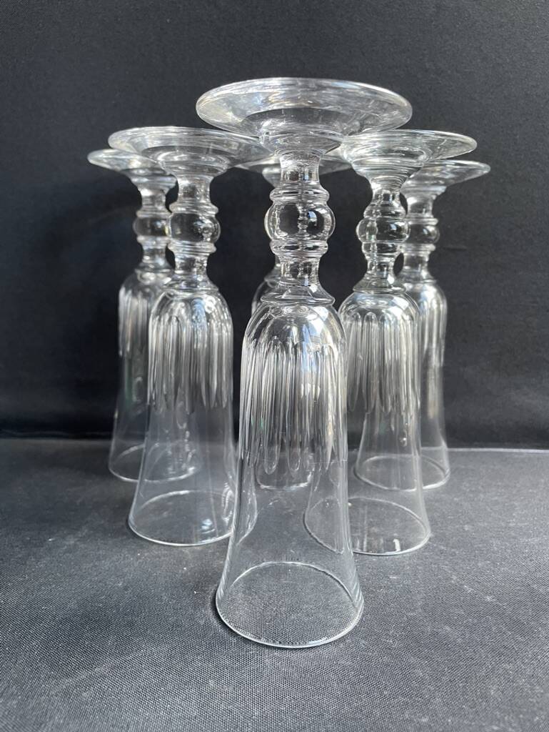 6 Champagne flutes – Baccarat/Saint Louis - Cut crystal - 19th century