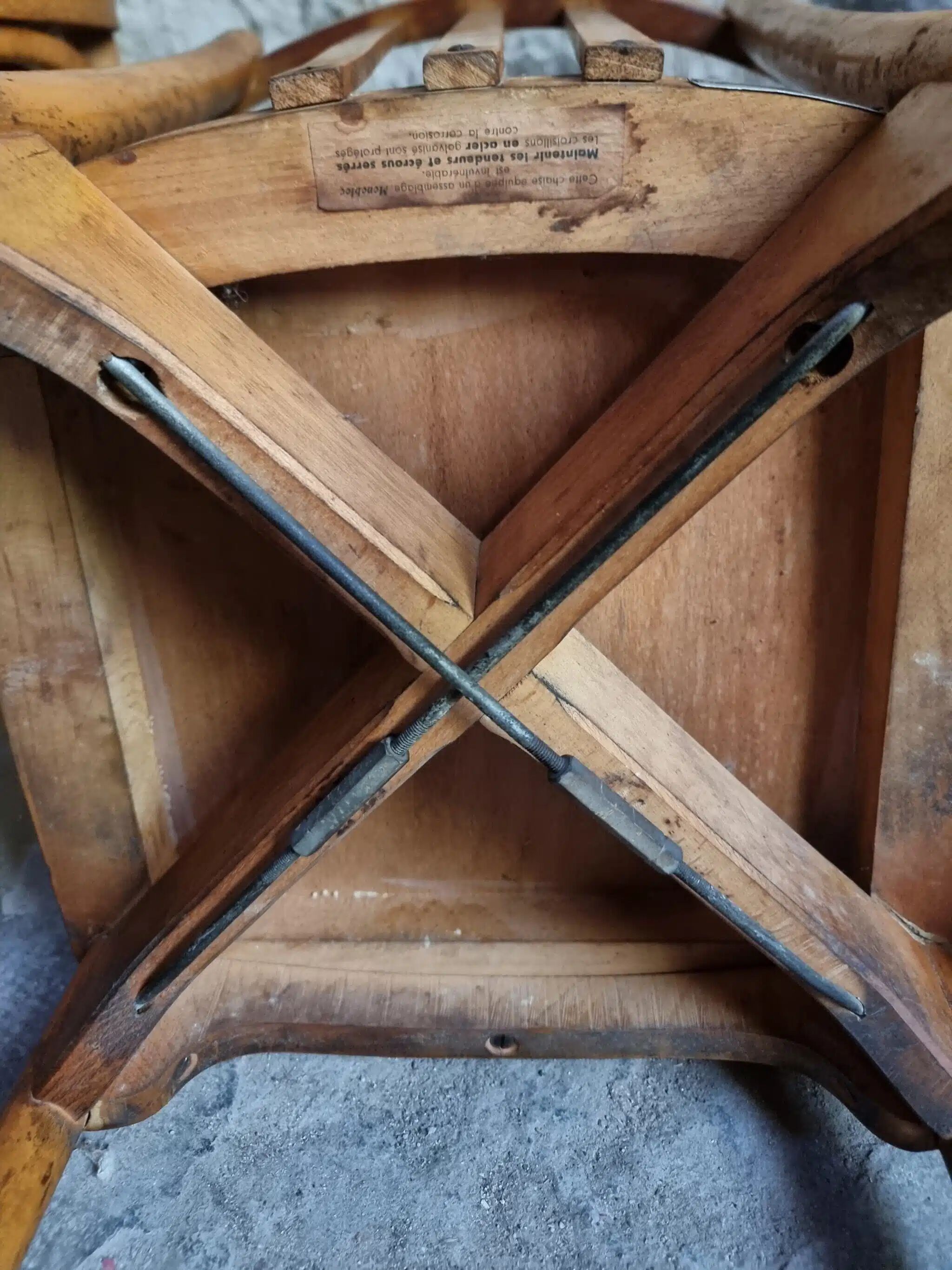 Ensemble vintage de 4 chaises bistrot françaises par Baumann & Luterma, bois de hêtre, années 1950