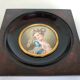 Miniature peinte à la main d'apres Fragonard cadre en bois vers 1900