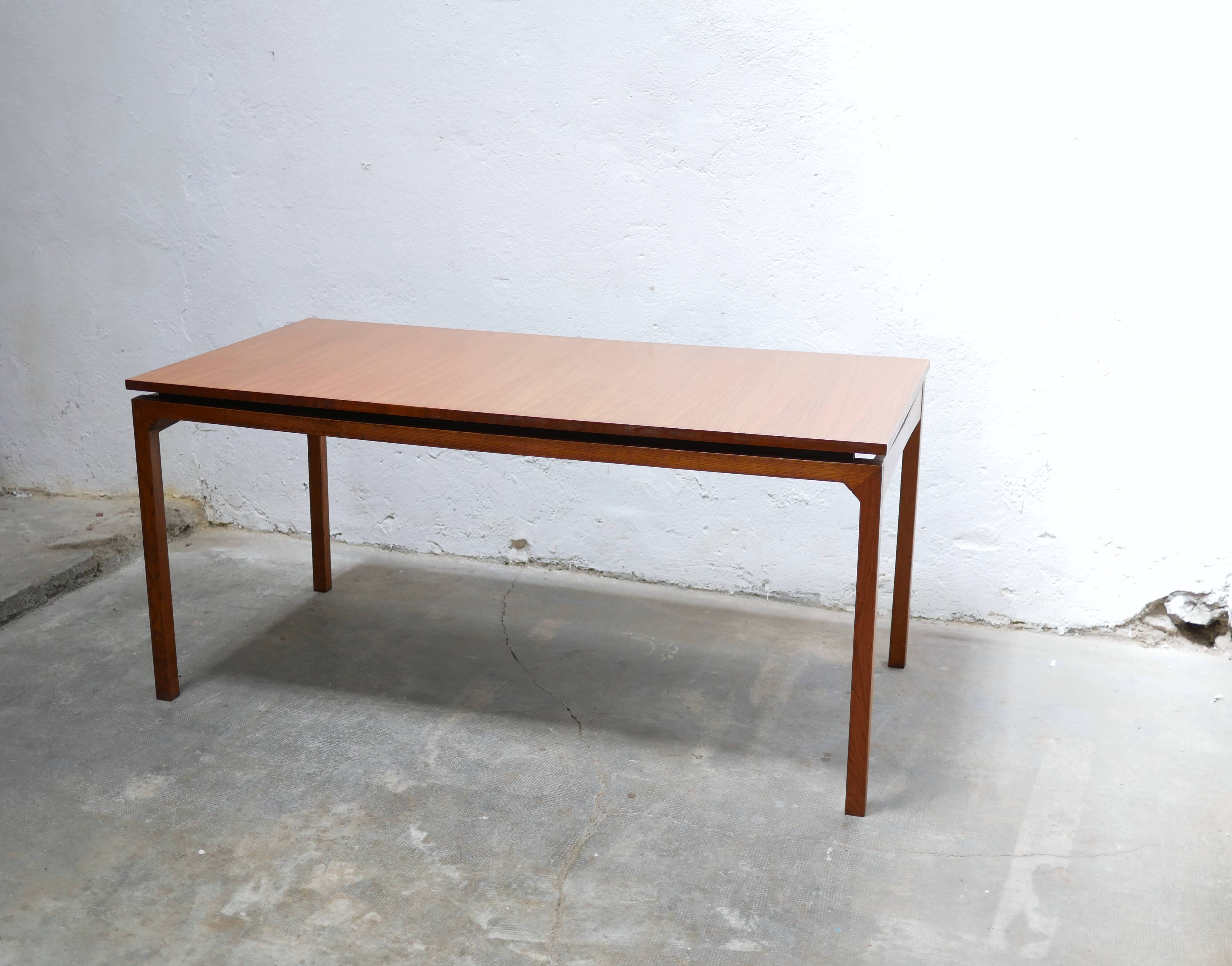 Extendable teak dining table by Gérard Guermonprez for Magnani editions