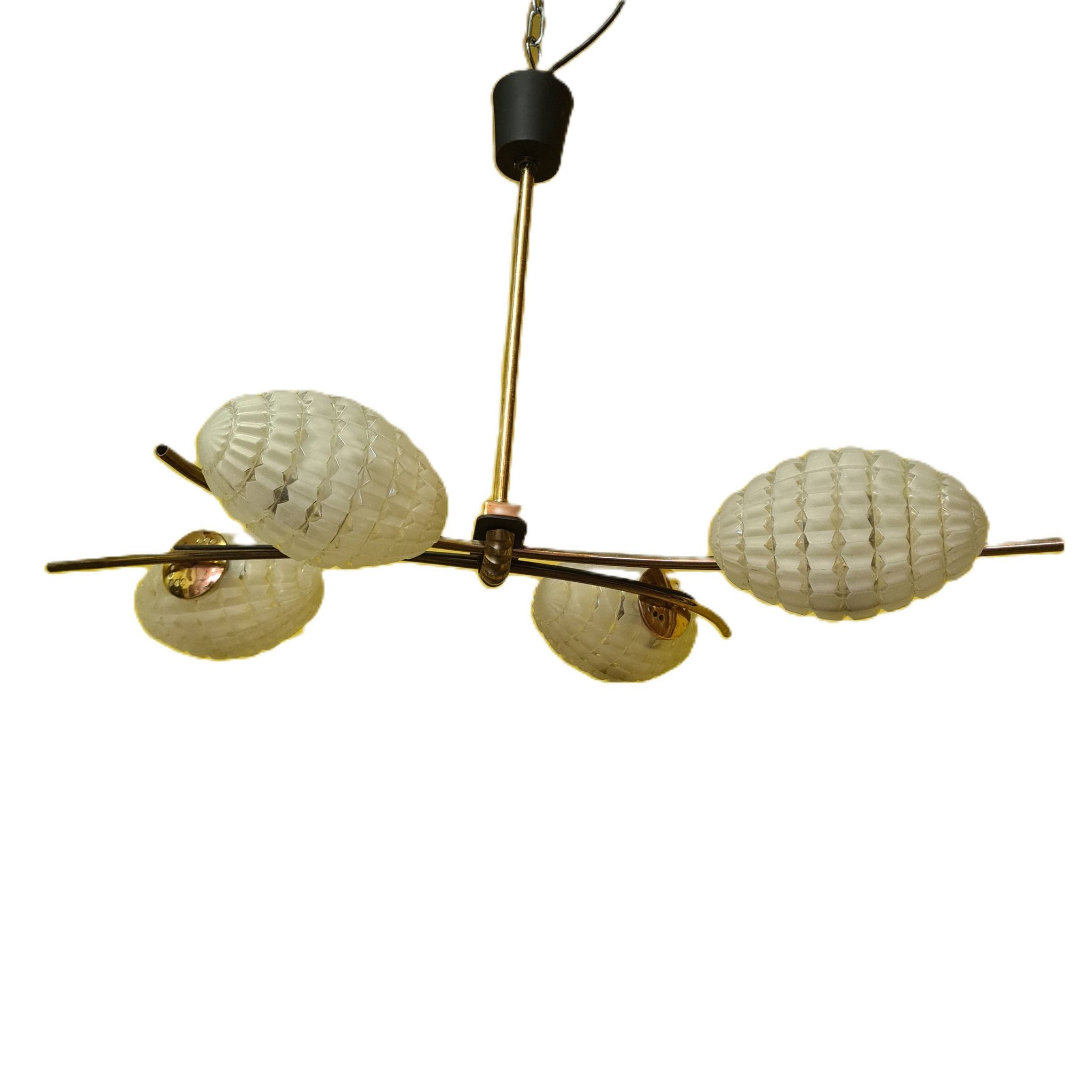 Lampe à Suspension Design Français avec Verre, 1960s