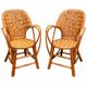 Ensemble de jardin vintage en rotin tressé –table ronde et 4 fauteuils