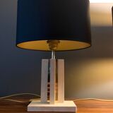 Pair of brass travertine lamp camille breesch