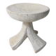 antique small tripod bench/stool in solid carved brutalist wood