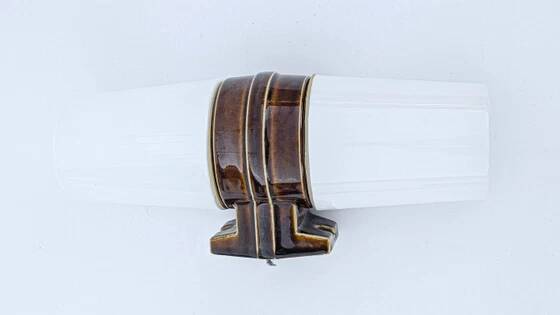 Double wall lamp in brown porcelain Model 6065 by Sigvard Bernadotte for Ifö – 1960s