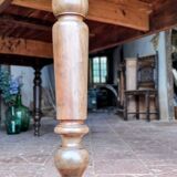 Old French farmhouse table in walnut, turned legs, waxed finish