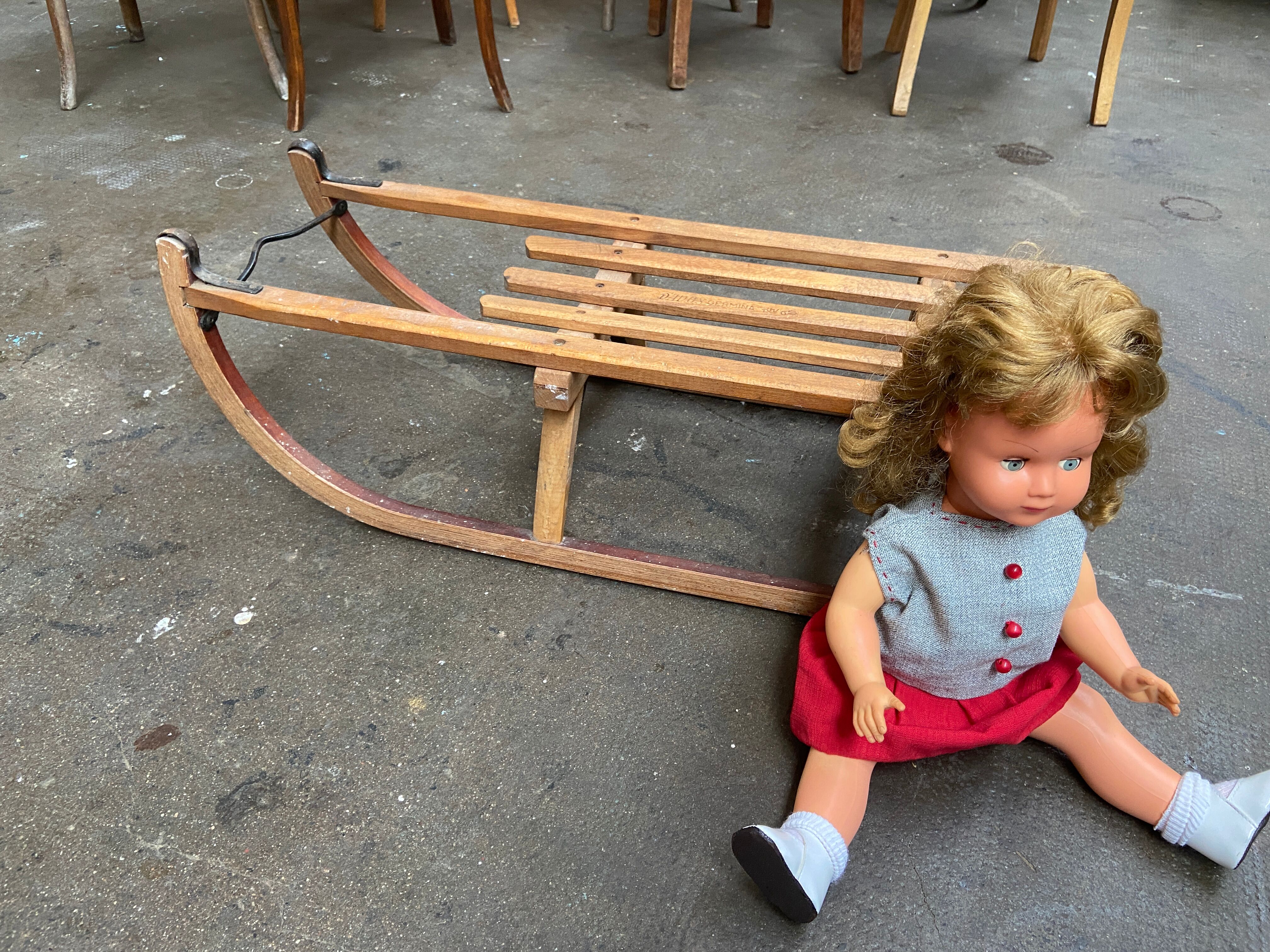 Sledding old alsace decoration noel davos 1960