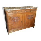 Art deco buffet  in blond oak with shelf marble