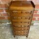 Antique louis xv style weekly chest wood 7 drawers & vintage metal handles