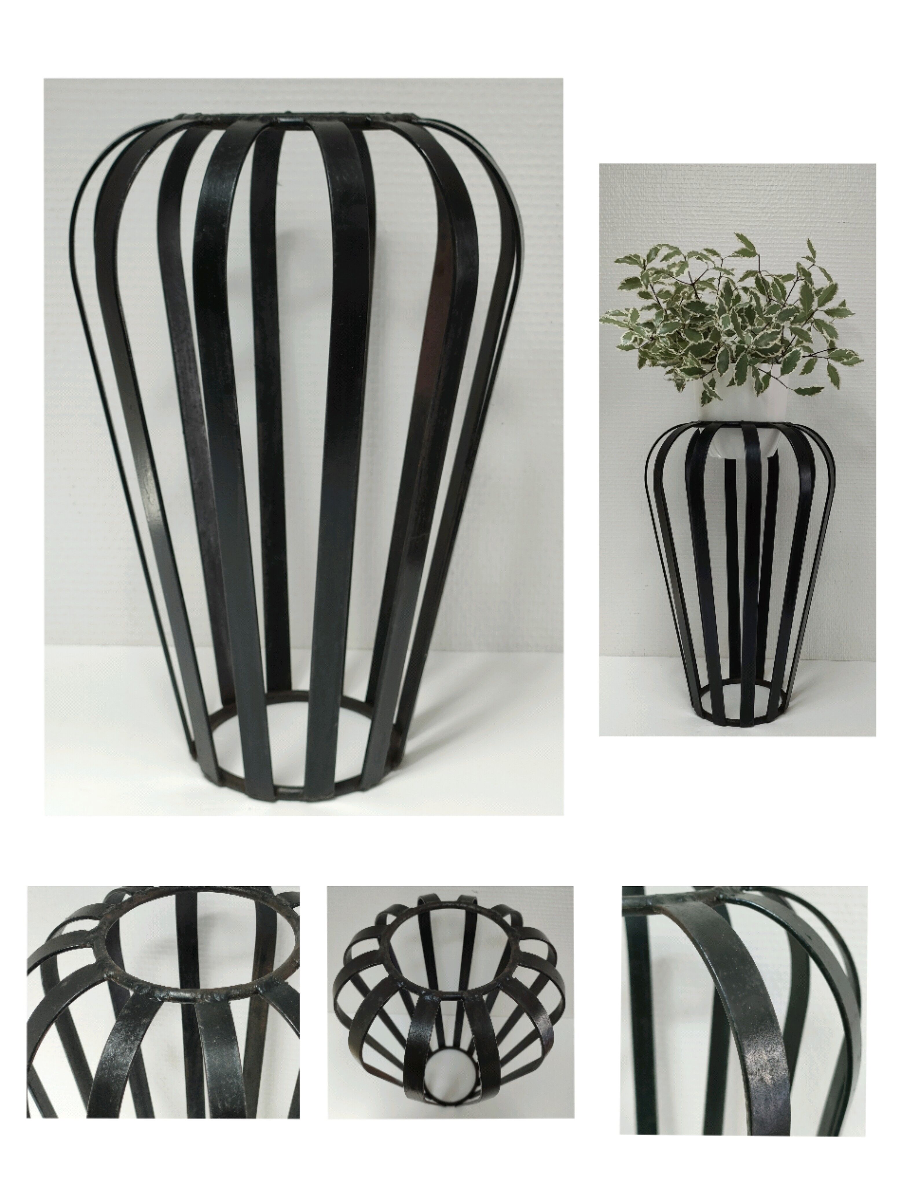 Porte-plante fer battu et fer forgé design années 60