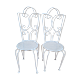 Paire de chaises de jardin ancienne en fer forgé