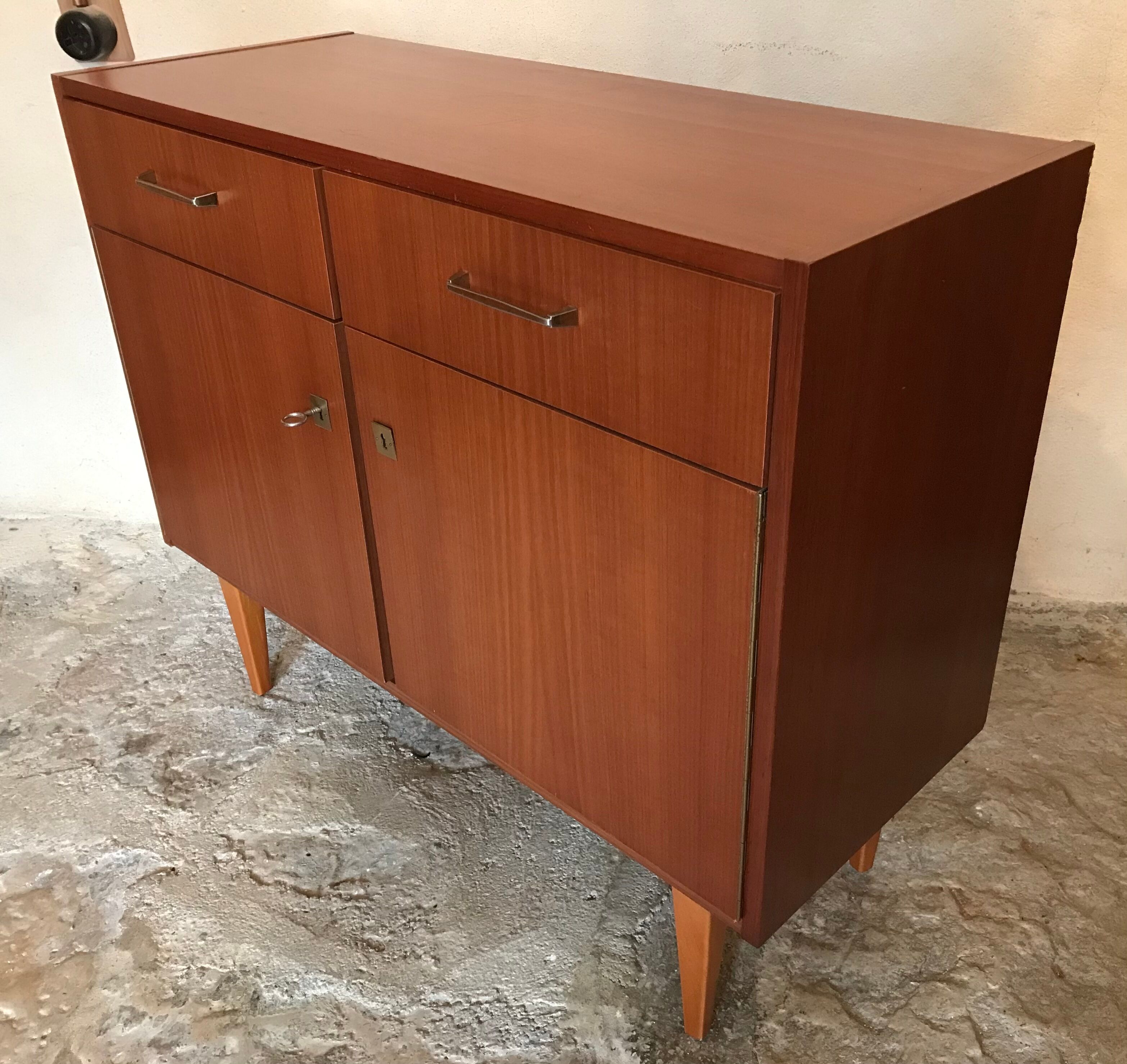 Sideboard vintage storage cabinet walnut veneer bond