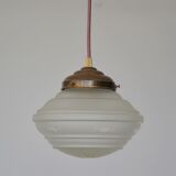 Engraved glass globe pendant lamp