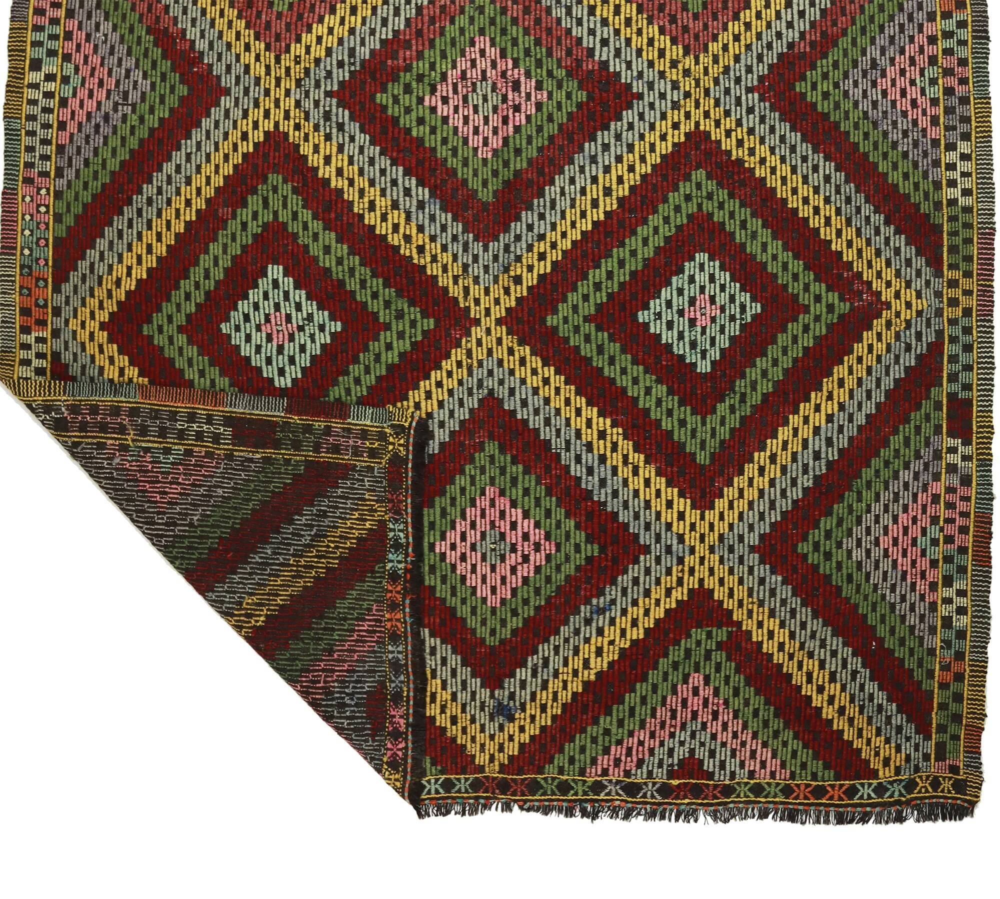 Grand Turkish Kilim Yoruk Vintage 211x310 cm Geometric Multicoloured
