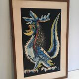 Print depicting a rooster. French work signed by Jean Lurçat. Around 1970.