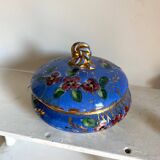 Old blue earthenware jewelry box