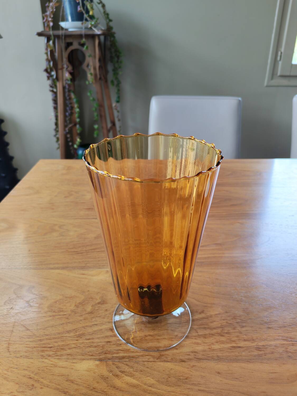 Vase vintage en verre jaune Empoli Italie