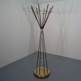 Italian copper and steel tubular coat rack, 1950s