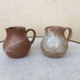 Duo of stoneware milk pitchers