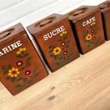 Set of 4 wooden spice jars