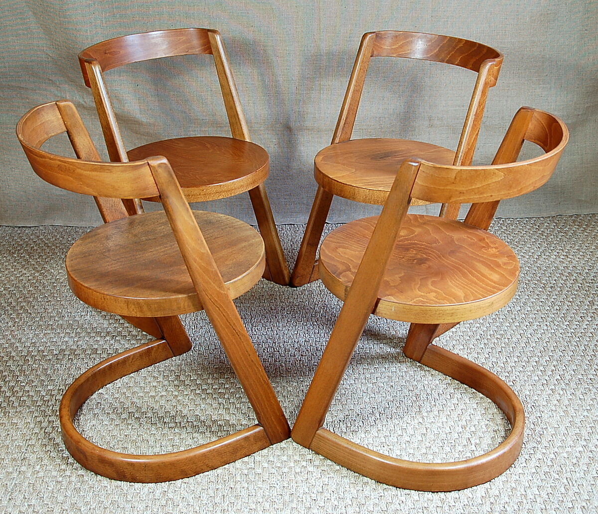 4 chairs cantilever Baumann halfa 70s