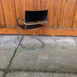 Set of 2 black chrome Bauhaus chairs in tubular steel - Italian design from the 1970s.
