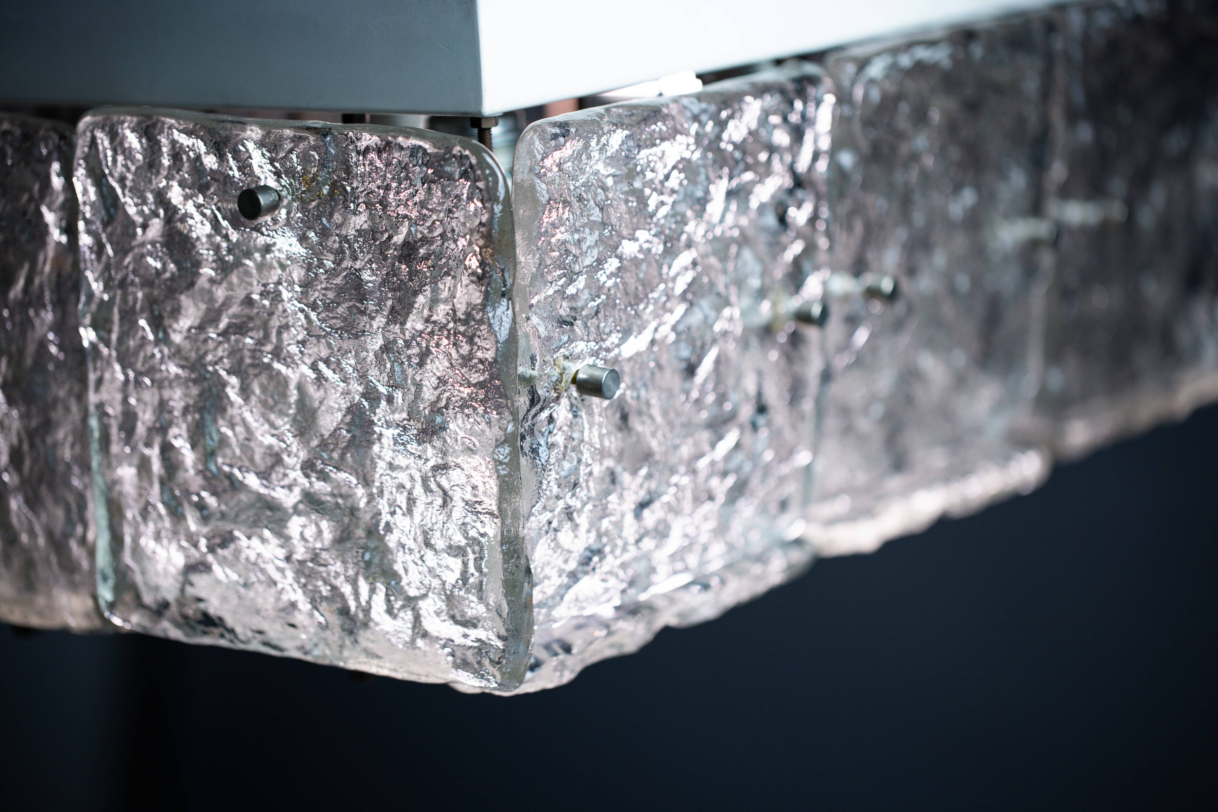 Large Vintage J.T. Kalmar Glass Flush Mount - 1960s Austrian Ceiling Light